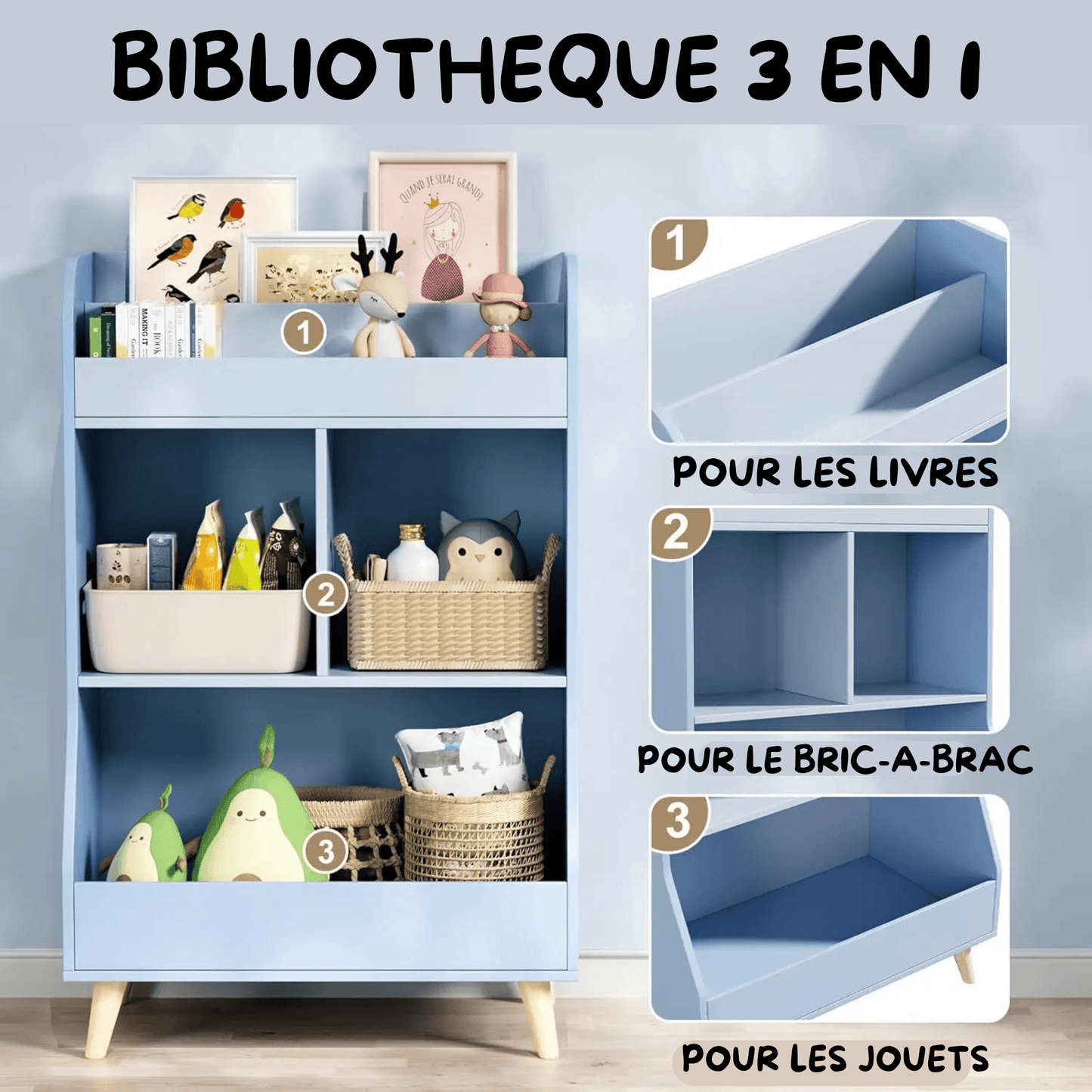 Bibliothèque montessori - Sur pieds - Mon Cocon