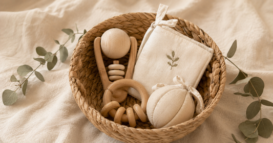 Sélection de cadeaux Montessori pour naissance - jouets en bois naturel bébé