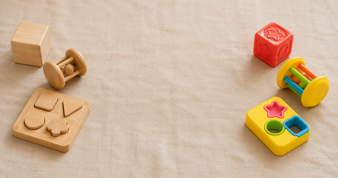 Comparatif jouets Montessori en bois naturel vs jouets classiques en plastique
