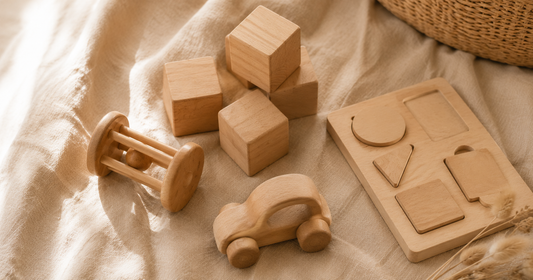 Collection de jouets en bois naturel pour enfant - choix écologique et durable