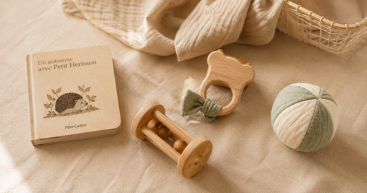 Sélection de jouets Montessori en bois naturel pour bébé de 0 à 12 mois