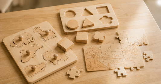 Collection de puzzles Montessori en bois naturel pour enfant de 12 mois à 6 ans