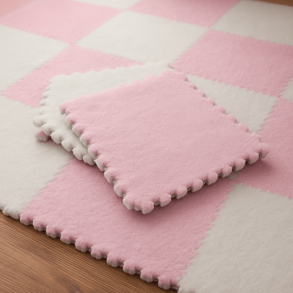 Tapis d'éveil - Puzzle tapis de 10 Blanc & rose - Mon Cocon