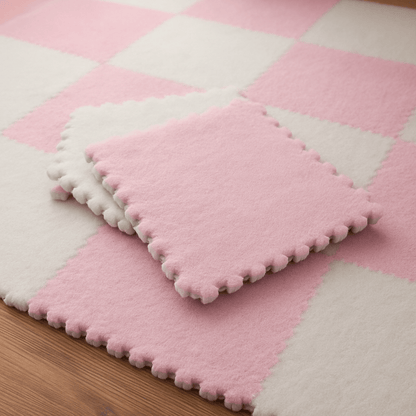 Tapis d'éveil - Puzzle tapis de 10 Blanc & rose - Mon Cocon