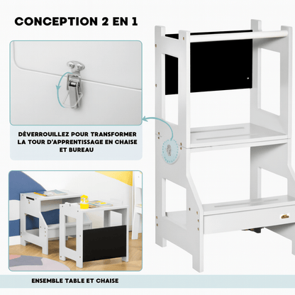 Tour d'observation - En bois blanc avec ardoise
