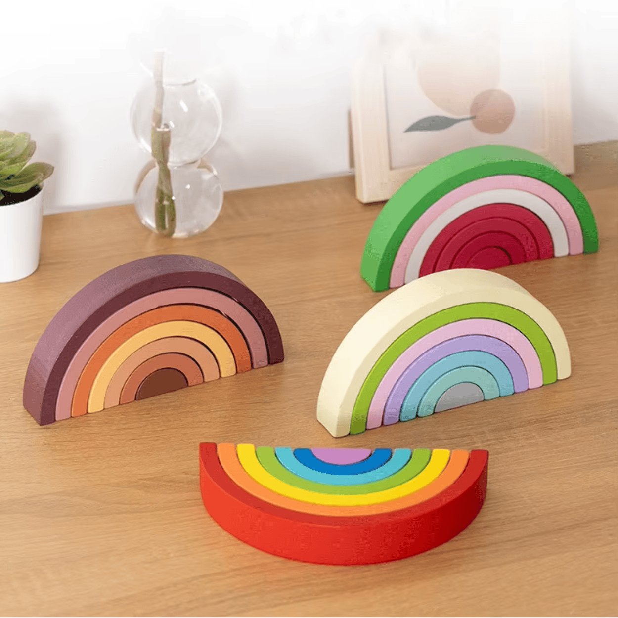 Puzzle Arc-en-Ciel en Bois Montessori - Mon Cocon