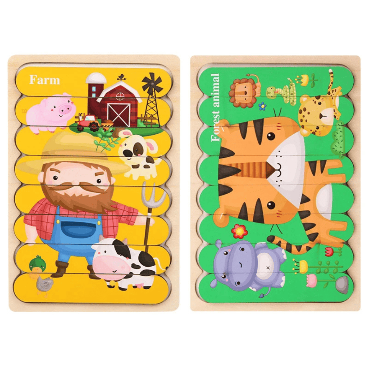 Puzzles double face Montessori - Mon Cocon