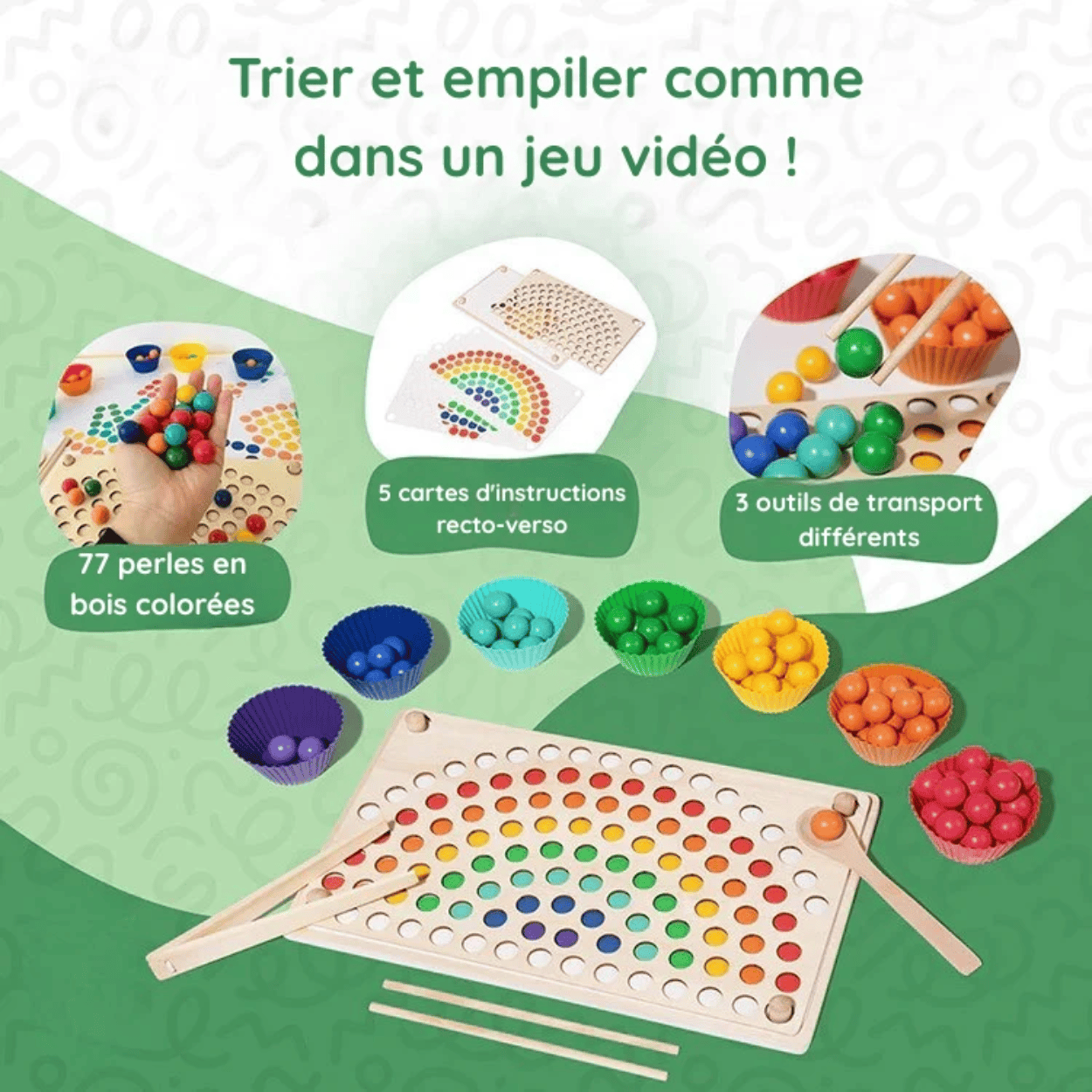 Perles arc-en-ciel Montessori - Mon Cocon