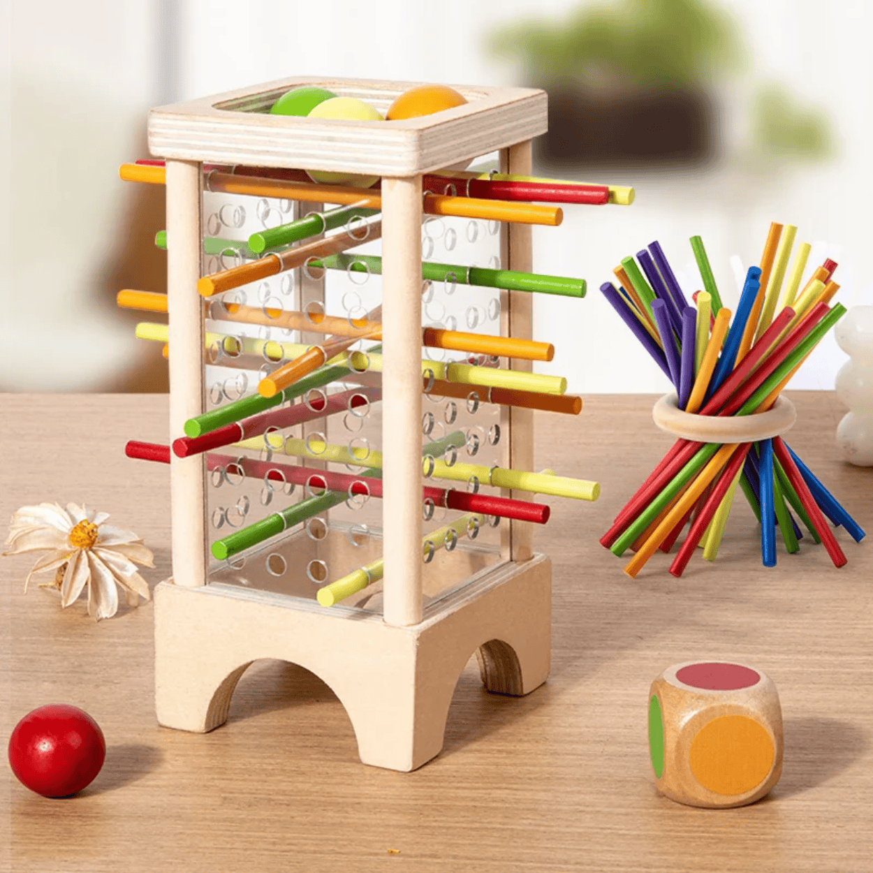 Tour à Billes et Bâtonnets Colorés Montessori - Mon Cocon