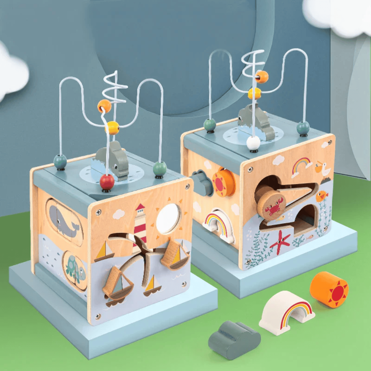 Cube d'activités en bois Montessori