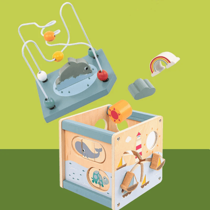 Cube d'activités en bois Montessori
