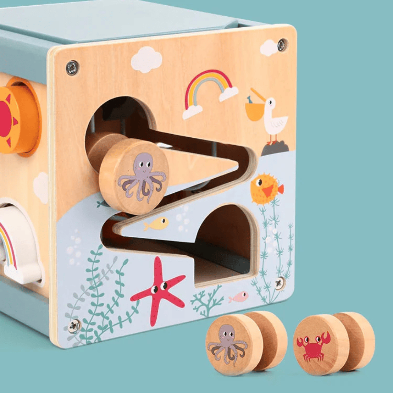 Cube d'activités en bois Montessori