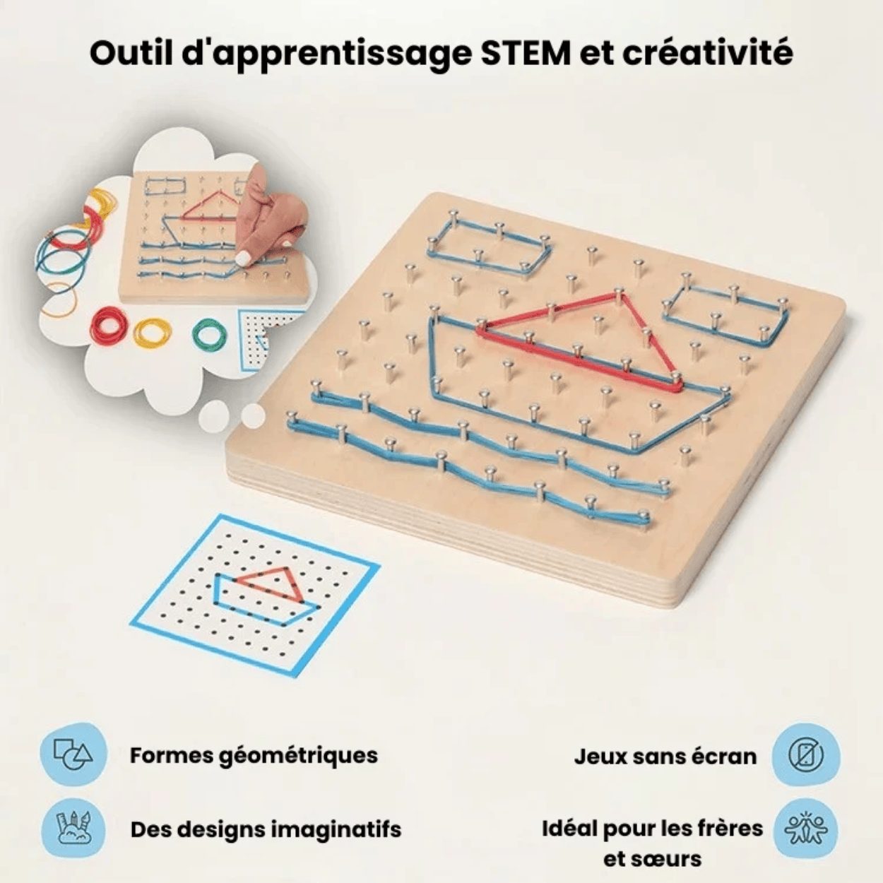 Tableau géométrique en bois Montessori