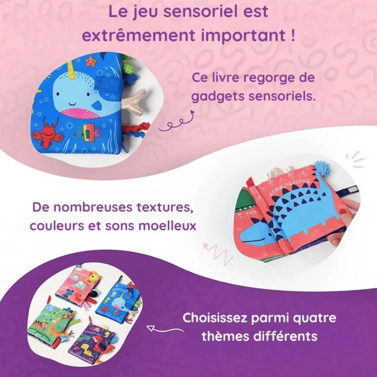 Livre souple Montessori pour bébés - Mon Cocon