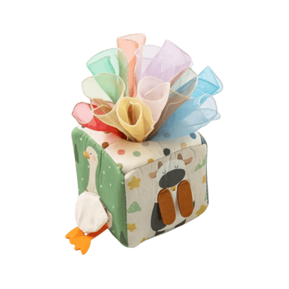 Cube d'activités Montessori avec éléments sensoriels