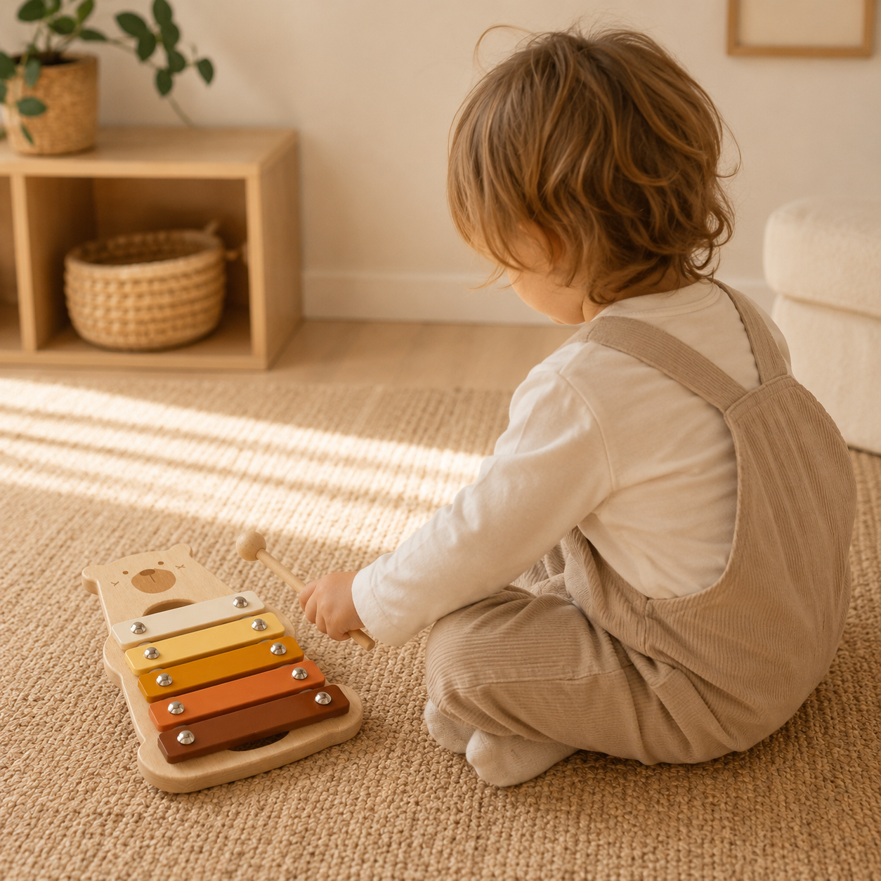 Enfant jouant avec un xylophone en bois Montessori – Mon Cocon