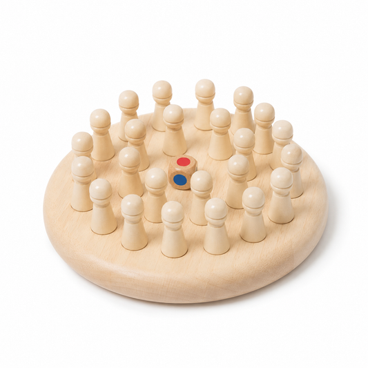 Jeu de mémoire Montessori en bois naturel - fond blanc