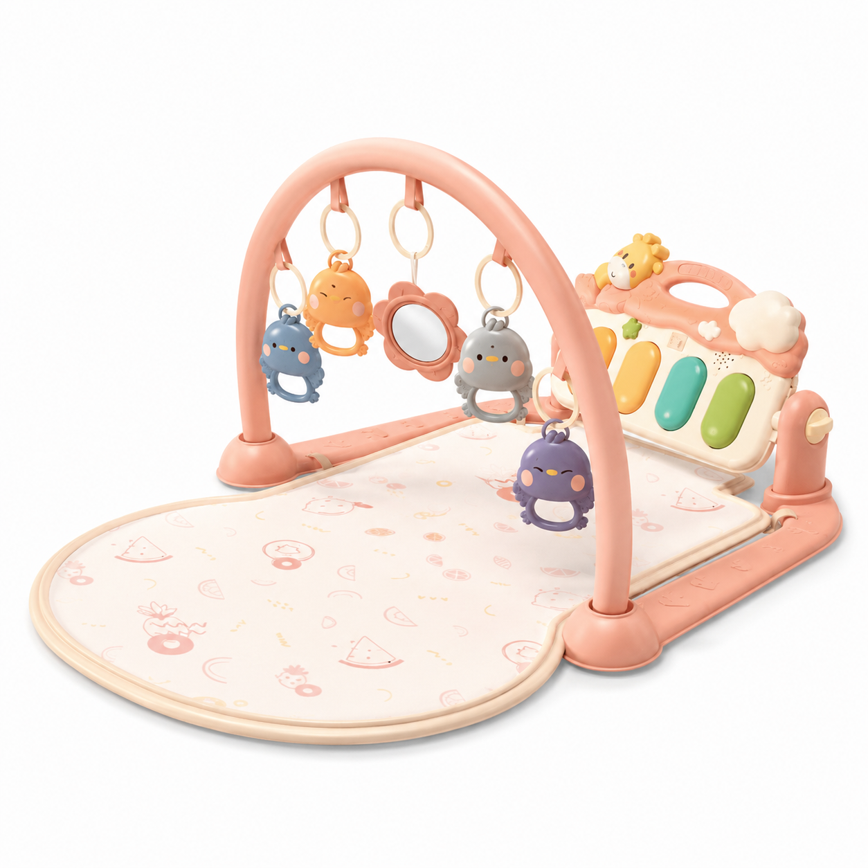 Tapis d'éveil bébé musical rose – Packshot e-commerce premium