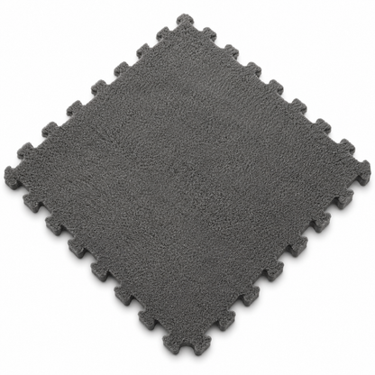 Carreau tapis puzzle Montessori gris velouté pour chambre bébé