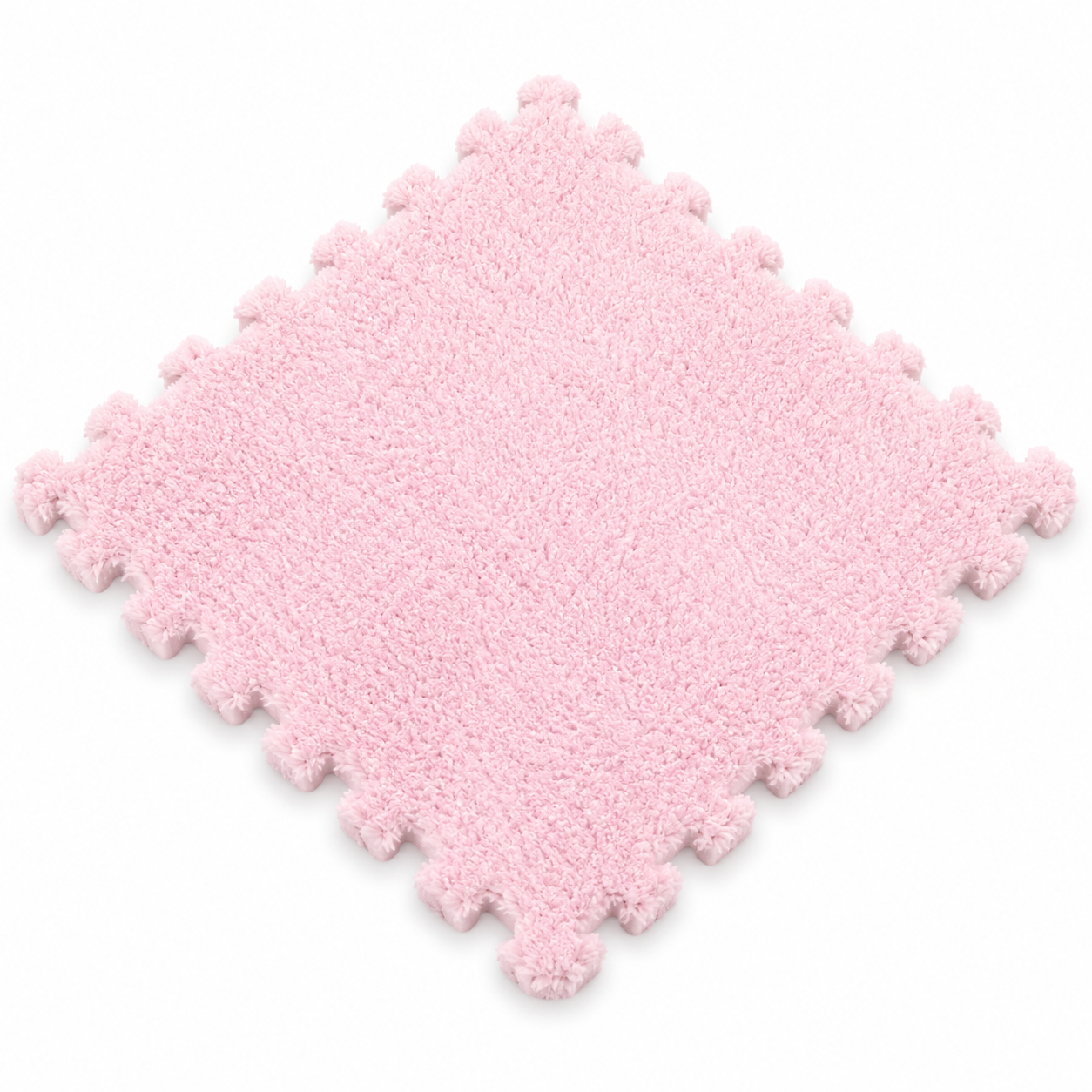 Carreau tapis puzzle Montessori rose velouté pour chambre bébé