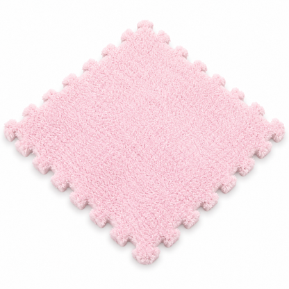 Carreau tapis puzzle Montessori rose velouté pour chambre bébé