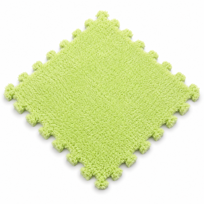 Carreau tapis puzzle Montessori vert velouté pour chambre bébé