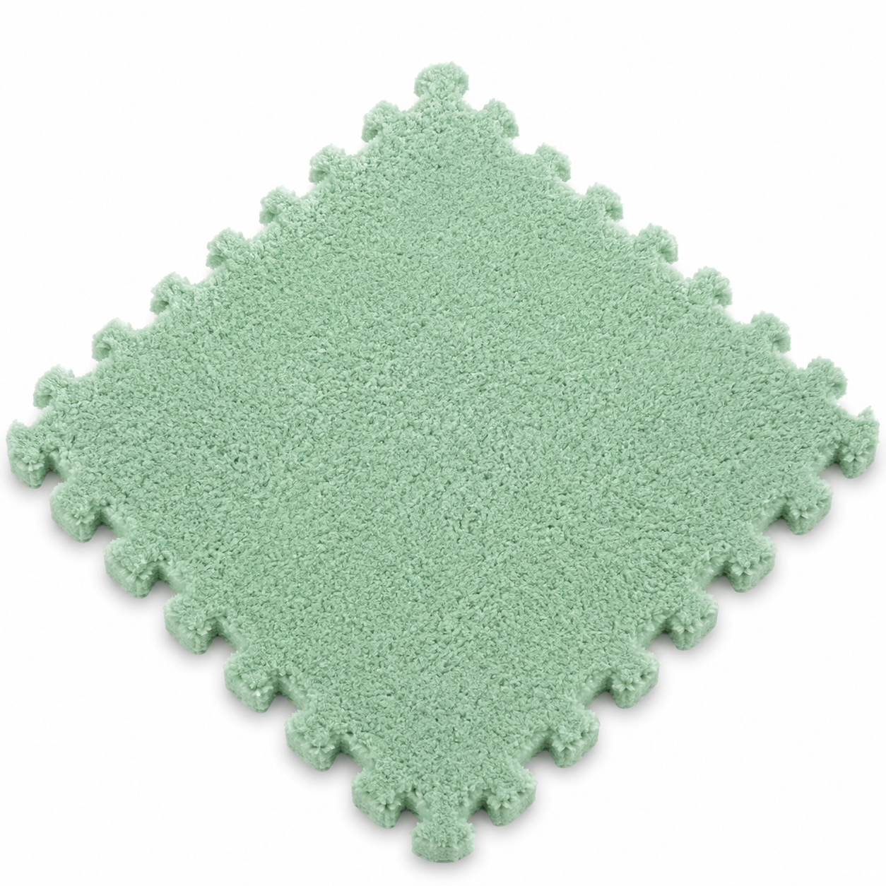 Carreau tapis puzzle Montessori vert menthe velouté pour chambre bébé