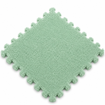 Carreau tapis puzzle Montessori vert menthe velouté pour chambre bébé
