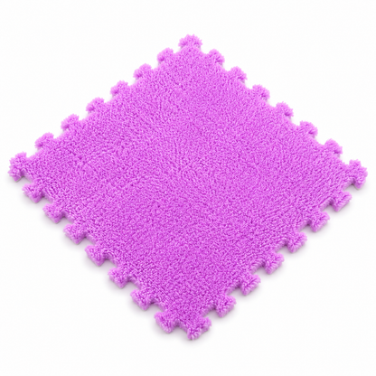 Carreau tapis puzzle Montessori violet velouté pour chambre bébé