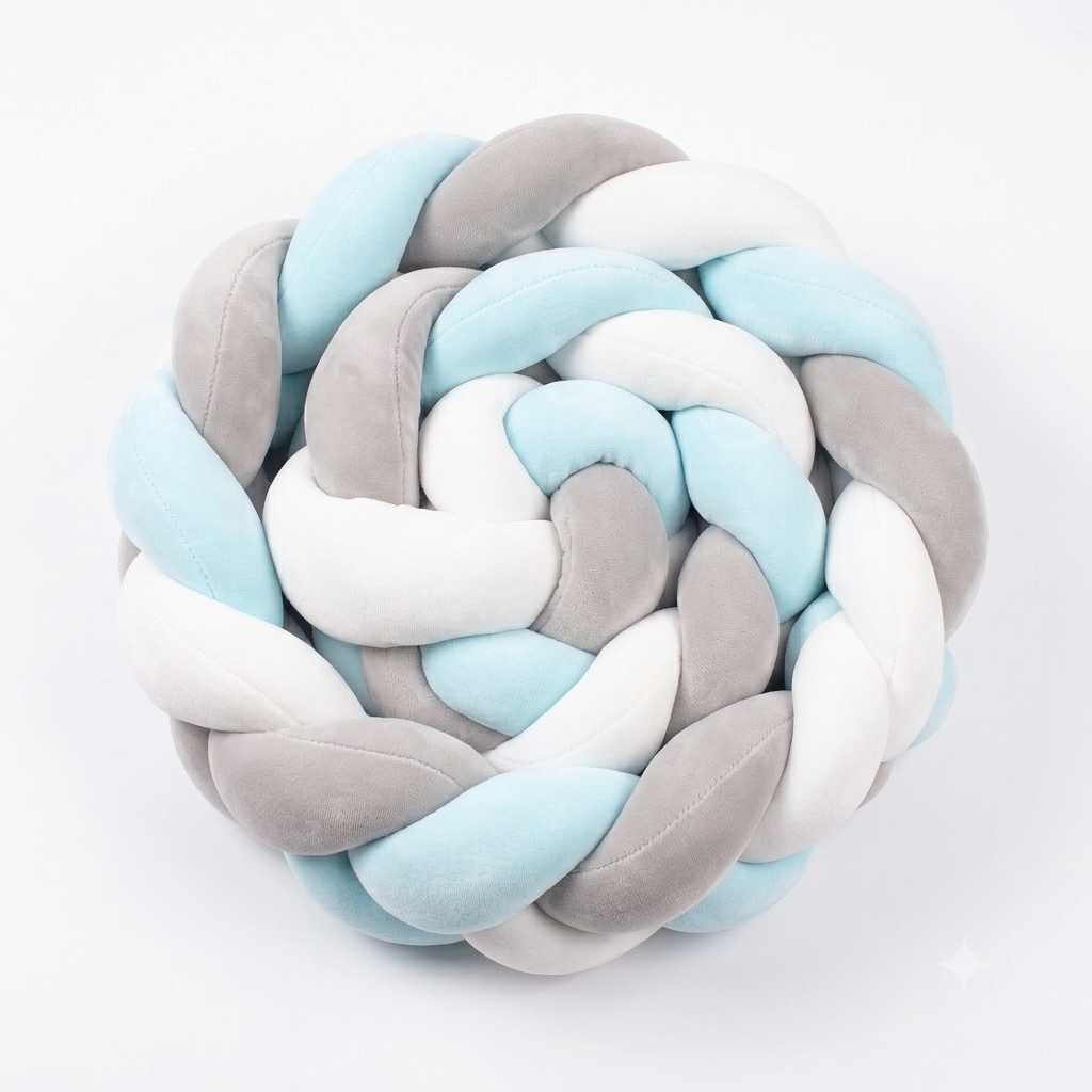 Tresse de lit protection velours Givre Azuré & Rosé Minéral pour lit bébé Montessori