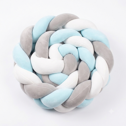 Tresse de lit protection velours Givre Azuré & Rosé Minéral pour lit bébé Montessori