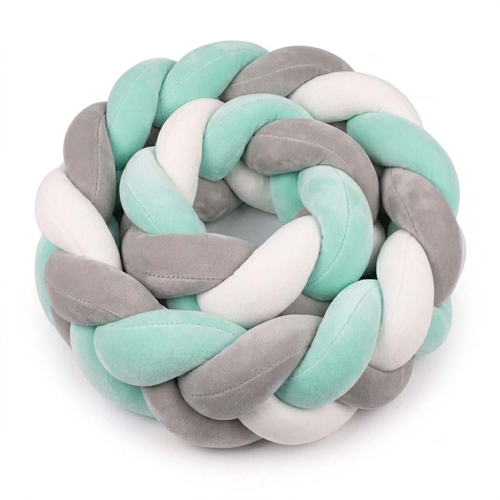 Tresse de lit protection velours Menthe Givrée pour lit bébé Montessori